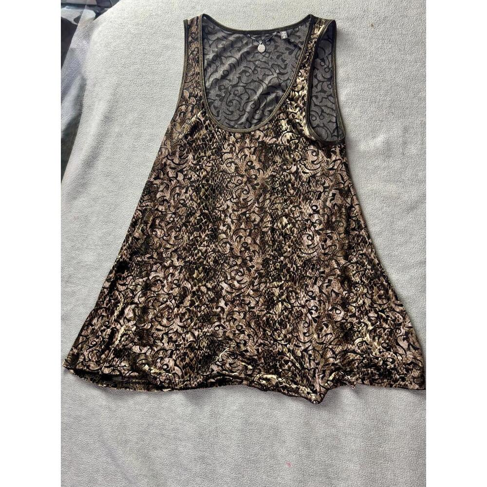 bke boutique flowy tank top brown paisley snakeskin boho‎ swing cami women l